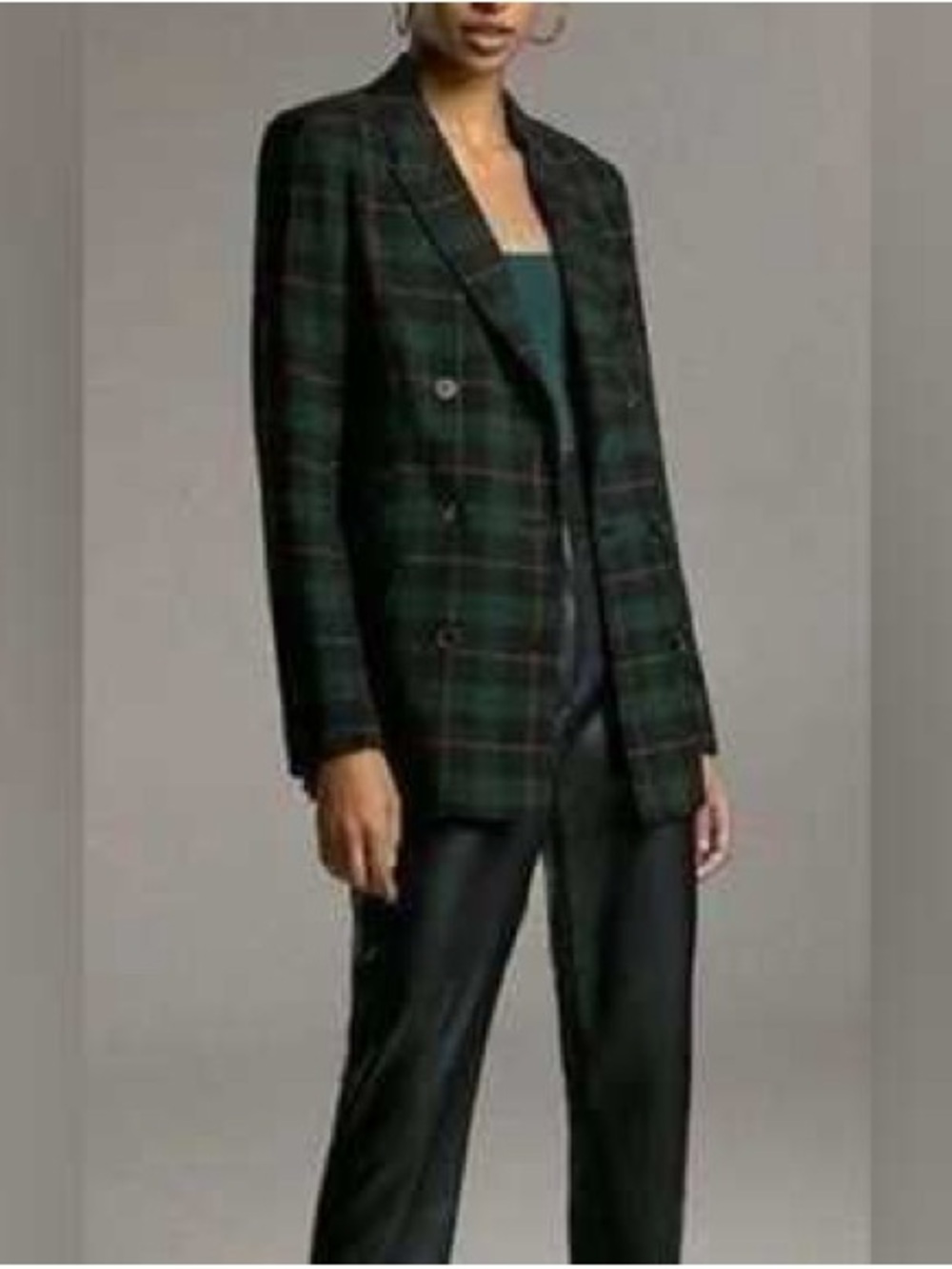 Like new! Aritzia Babaton Samuel Plaid Double-Breasted Women's Blazer Dark Green